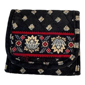 Vera Bradley Quilted Floral Red Paisley Bifold ID Holder Travel Organizer Wallet